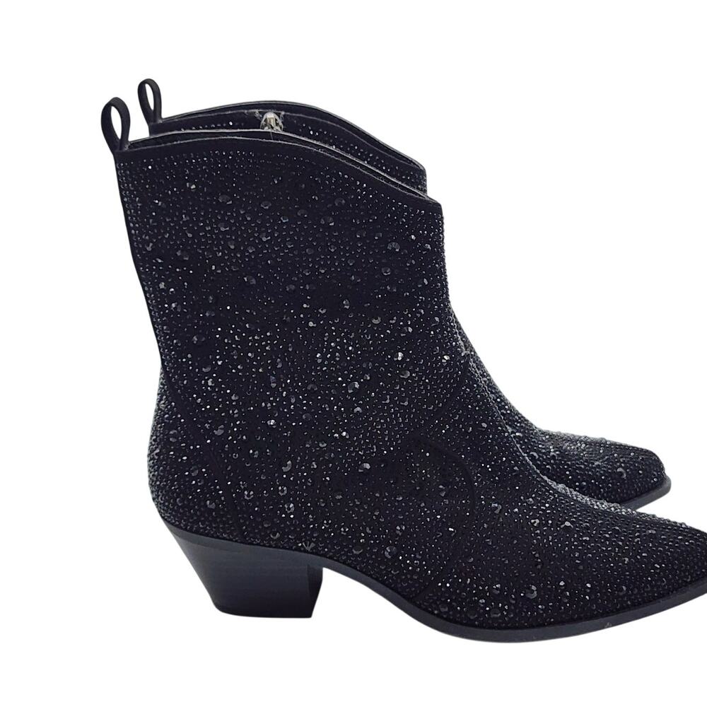 Jessica Simpson Womens Size 9.5 Oviedo Black Rhinestone Western Booties - Picture 5 of 10